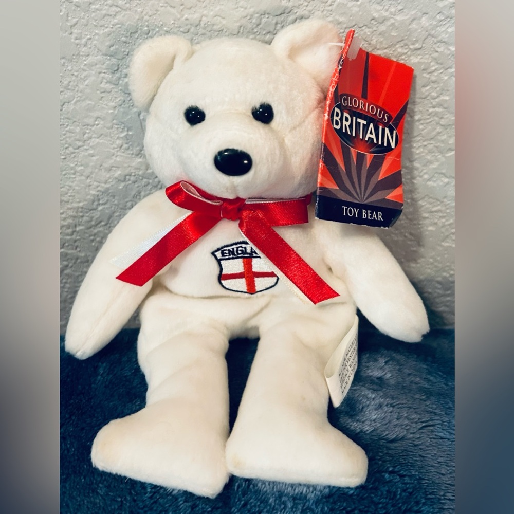 NWT Glorious Britain England White Bernie Toy Bear 8"